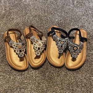 Price for both pairs! Women's Embellished Sandals in Brown and Black